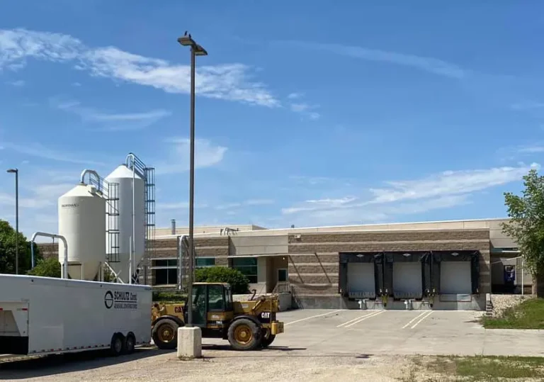 Beverage tanks and loading docks of Bev-Hub facility